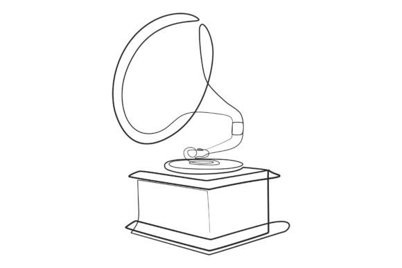 Download Gramophone Line Artwork Continuous Linear - Linear Collection