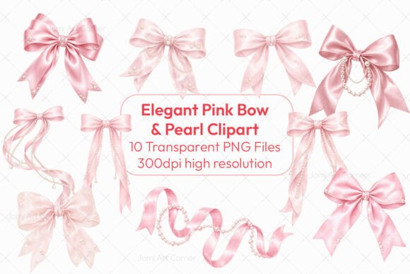 Download Elegant Pink Bow &amp; Pearl Clipart PNG - Pearl Collection