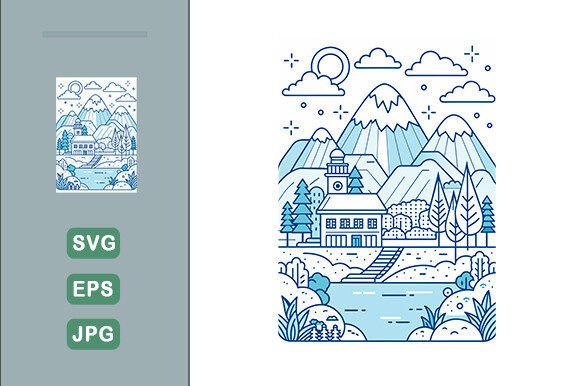 Download Lineart Landscape Water Background - Linear Collection