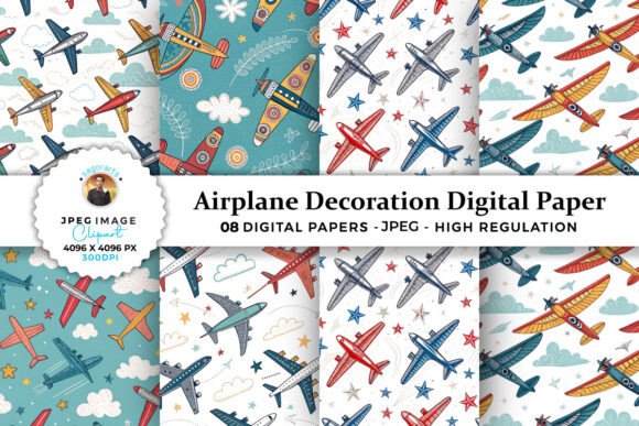 Download Airplane Decoration Digital Paper - Premium Resources