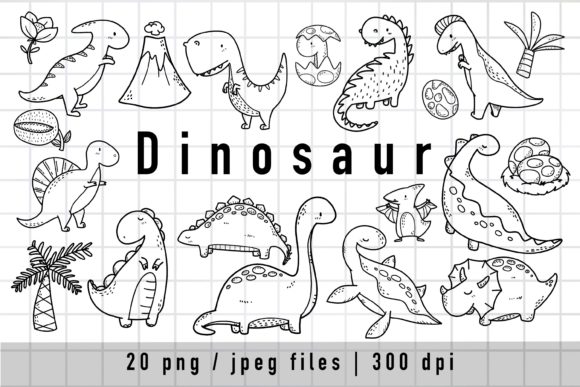 Download Dinosaur Clipart, Lineart DINOSAURS - Linear Collection