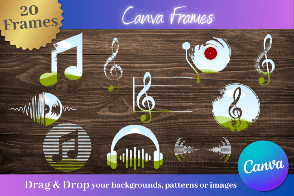 Download 20 Musical Item Custom Canva Frames - Frame Collection