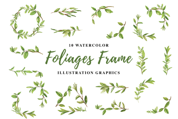 Download 10 Watercolor Foliages Frame - Frame Collection