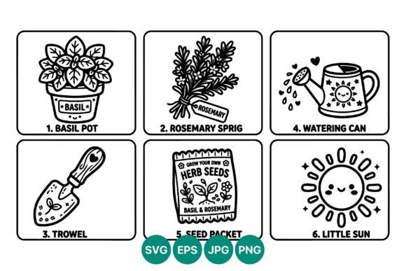 Download Basil and Rosemary Herb Garden Line Art - Rosemary Collection