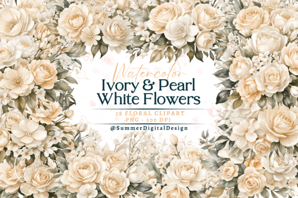 Download Watercolor Ivory and Pearl White Flowers - Pearl Collection
