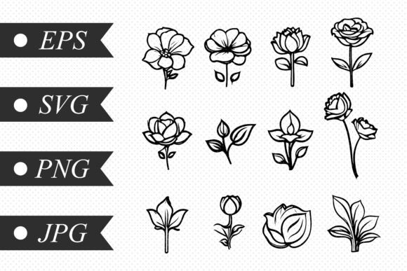 Download Set of Linear Flowers - Linear Collection