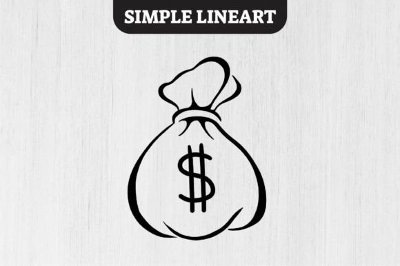 Download Simple Lineart Vector - Bag of Money - Linear Collection